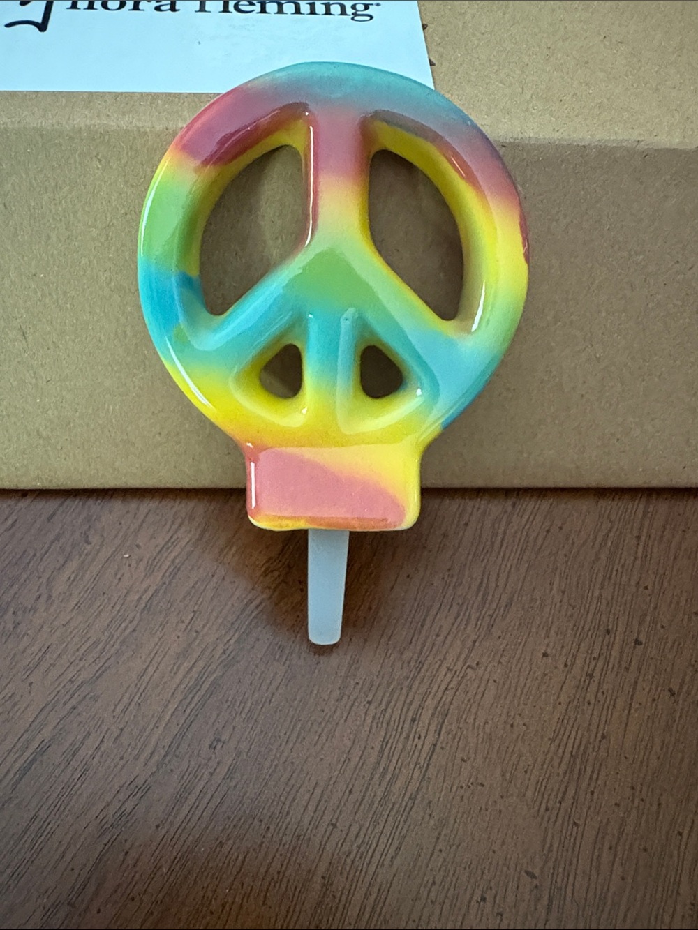 Nora Fleming-Rainbow Peace Sign Cake Topper - Multi-Color